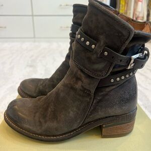 A.S.98 Black Ankle Boots with Studded Strap